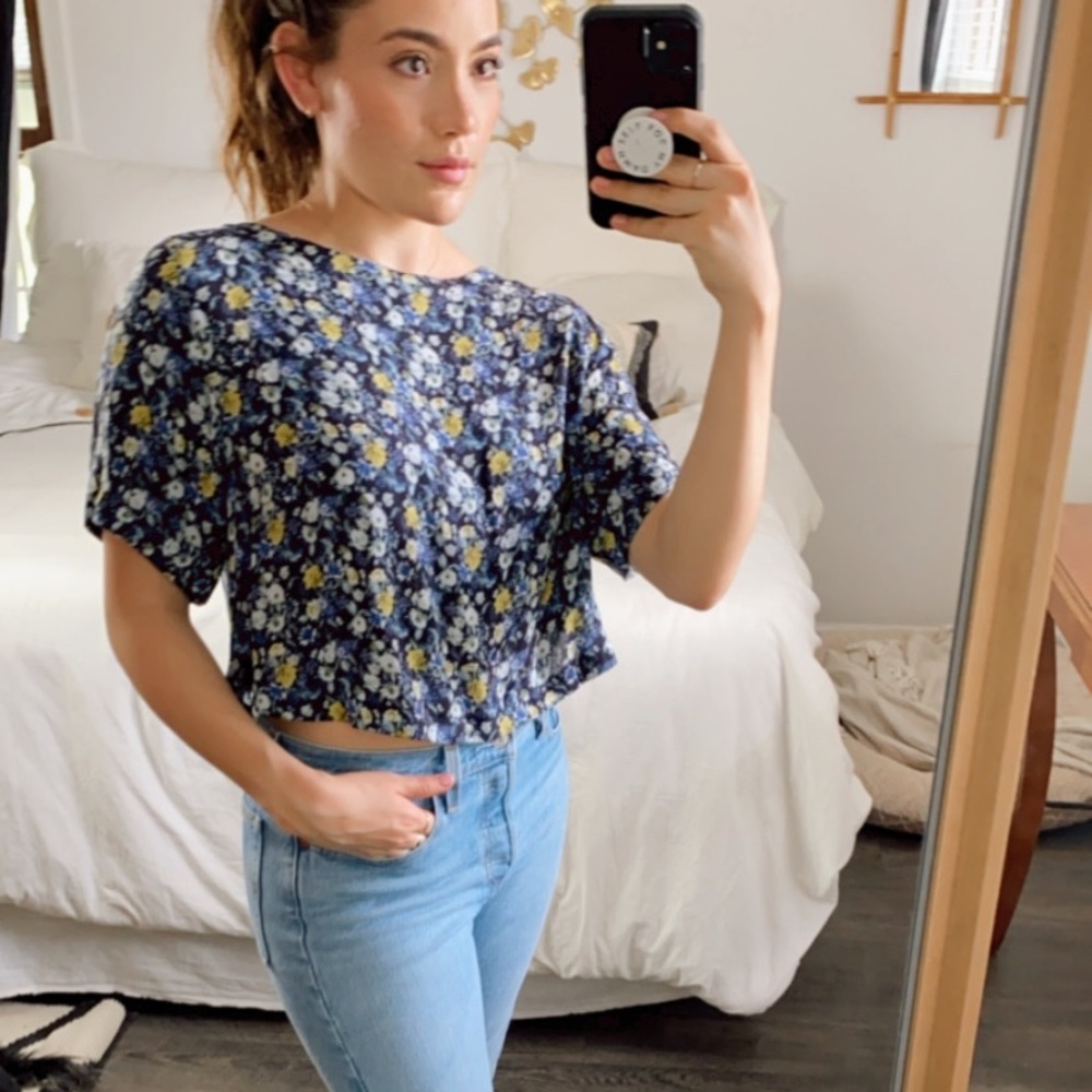 H&M Blue Floral Summer Crop Top